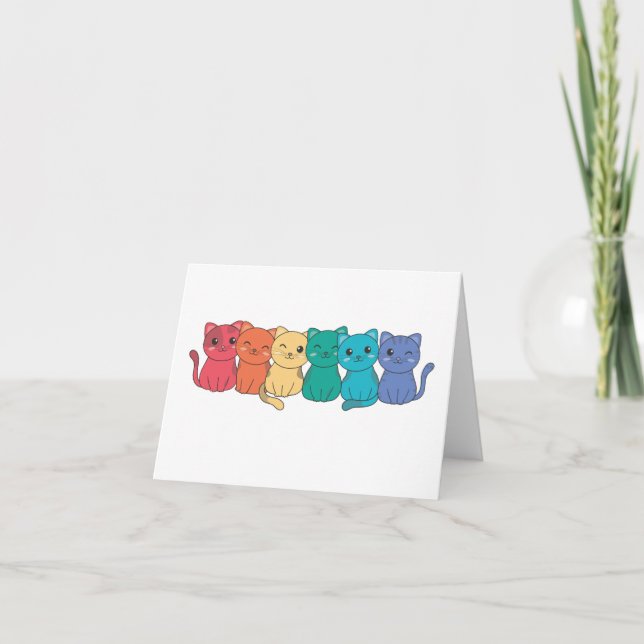 Gay Pride der Regenbogenflagge Lgbtq Katzen Niedli Dankeskarte (Vorderseite)