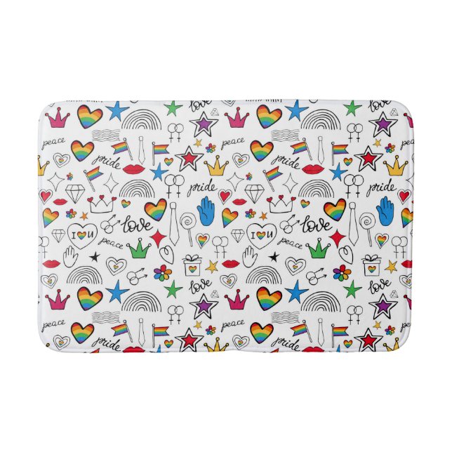 Gay Pride-Doodle-Muster Badematte (Vorderseite)
