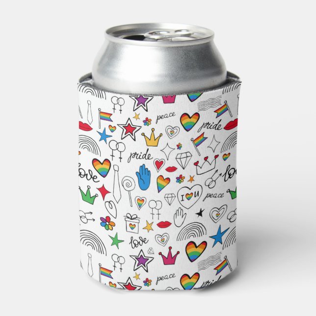 Gay Pride Doodle Muster Dosenkühler (Kanne Vorderseite)