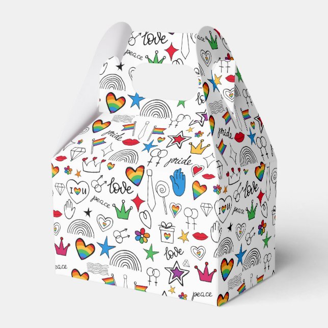 Gay Pride Doodle Muster Geschenkschachtel (Vorderseite)