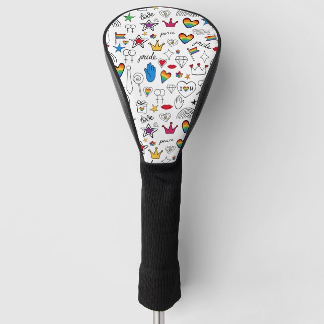 Gay Pride-Doodle-Muster Golf Headcover (Vorderseite)