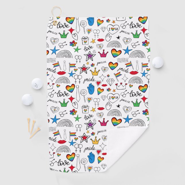 Gay Pride-Doodle-Muster Golfhandtuch (Insitu)