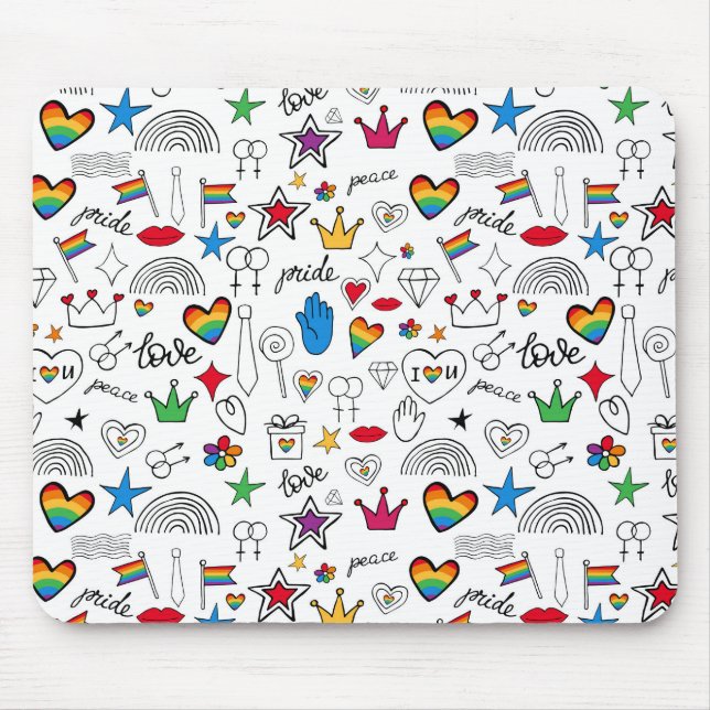 Gay Pride-Doodle-Muster Mousepad (Vorne)