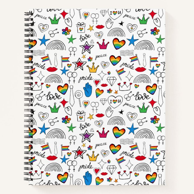 Gay Pride Doodle Muster Notizbuch (Vorderseite)