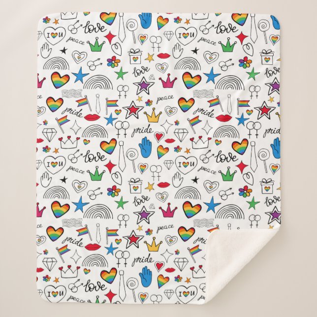 Gay Pride-Doodle-Muster Sherpadecke (Vorderseite)