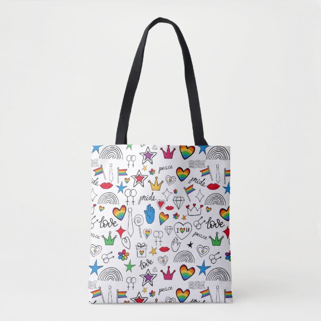 Gay Pride-Doodle-Muster Tasche (Vorderseite)