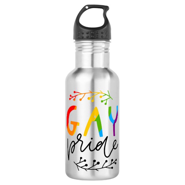 Gay Pride Edelstahlflasche (Vorderseite)