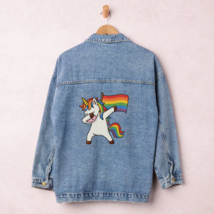 Gay Pride Einfärben mit Fahne Jeansjacke