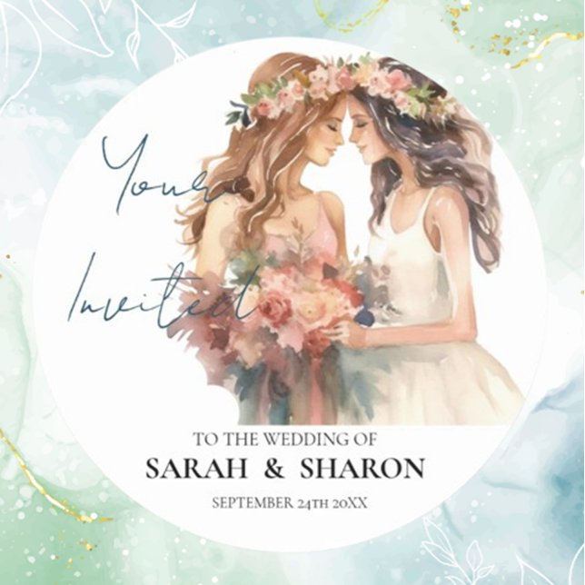 Gay Pride Elegante Blush Wedding Runder Aufkleber (Celebrate love with our Gay Pride Elegant Blush Wedding Classic Round Sticker )