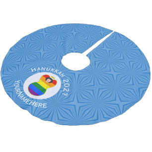 Gay Pride Engel schwarze Haare Hanukkah-Flagge per Polyester Weihnachtsbaumdecke
