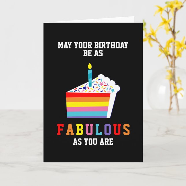 Gay Pride Fabulous Rainbow Birthday Cake Karte (Gelbe Blume)