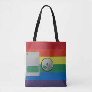 Gay Pride-Farbmuster auf der Retro-Diskette Tasche