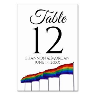 Gay Pride Festive Rainbow Fahnen Hochzeit Tischnummer