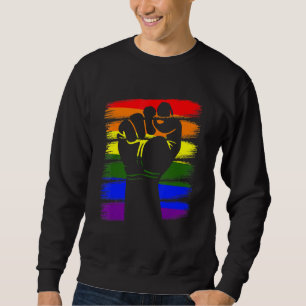 Gay Pride Fist Lgbt Q Cool Rainbow Flag Color Ally Sweatshirt