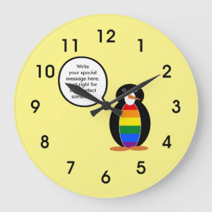 Gay Pride Flag Gespräch mit Pinguin Große Wanduhr