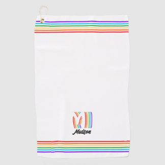 Gay Pride Flag Monogram Golf Handtuch