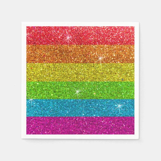 Gay Pride Flag Regenbogen Glitzer Colors LGBTQIA Serviette (Vorderseite)