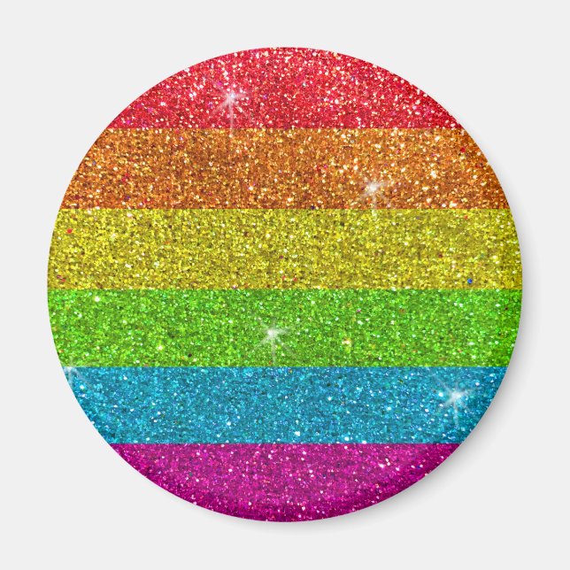 Gay Pride Flag Regenbogen Glitzer Streifen LGBT Li Magnet (Vorne)