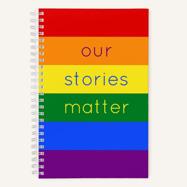 Gay Pride Flag Slogan Niedliche Regenbogenstreifen Notizbuch (Vorderseite)