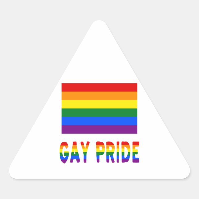 Gay Pride-Flag und -Wörter Dreieckiger Aufkleber (Vorderseite)