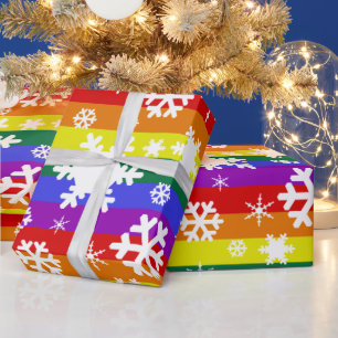 Gay Pride Flag Weihnachtsschneeflockenmuster Geschenkpapier