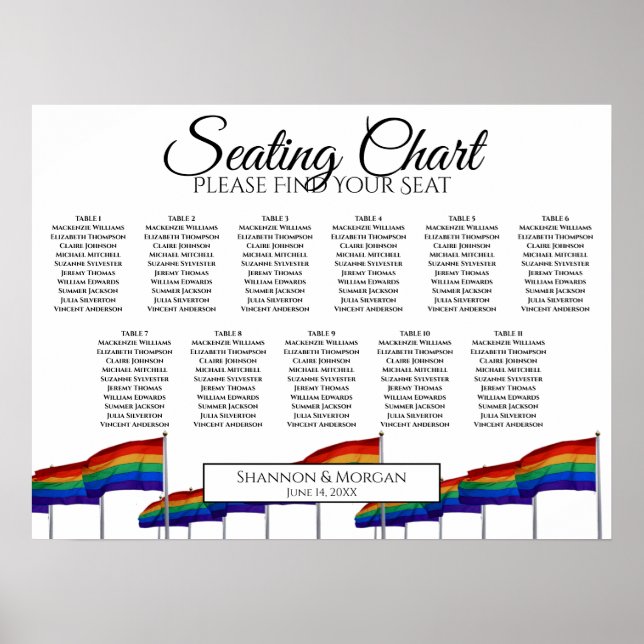 Gay Pride Flags 11 Tabelle Hochzeitssatellite Poster (Vorne)