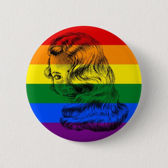 Gay Pride-Frau-Knopf Button (Vorderseite)