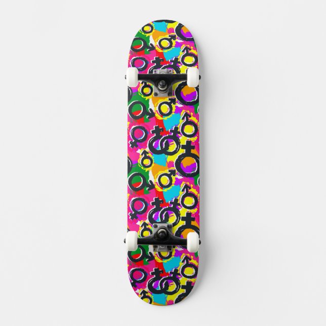 Gay Pride Gender Neon Pattern Skateboard (Vorderseite)