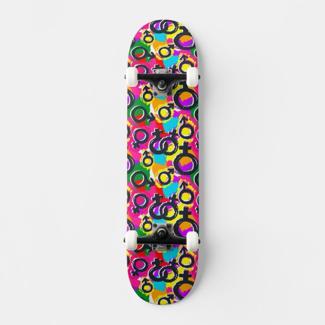 Gay Pride Gender Neon Pattern Skateboard (Vorderseite)