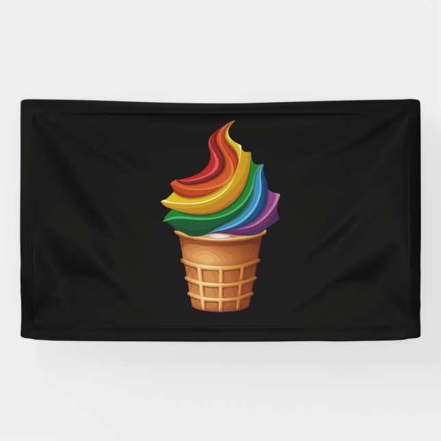 Gay Pride Geschenk LGBT Rainbow Ice Creme Banner (Horizontal)