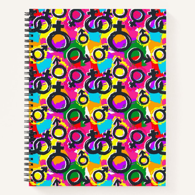 Gay Pride Geschlecht Neon Muster Notizbuch (Vorderseite)