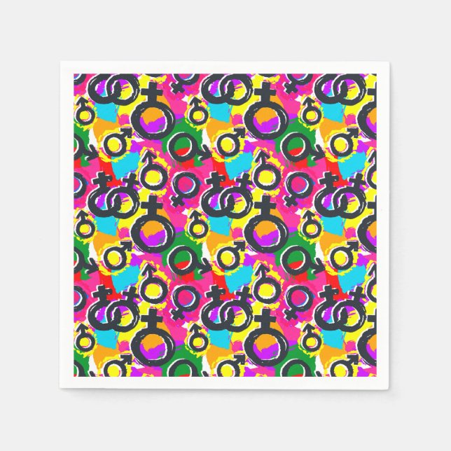 Gay Pride Geschlecht Neon Muster Serviette (Vorderseite)