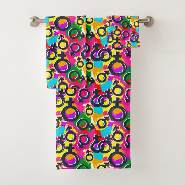 Gay Pride Geschlecht Neonmuster Badhandtuch Set (Insitu)