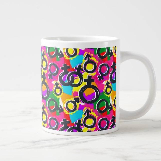 Gay Pride Geschlecht Neonmuster Jumbo-Tasse (Rechts)