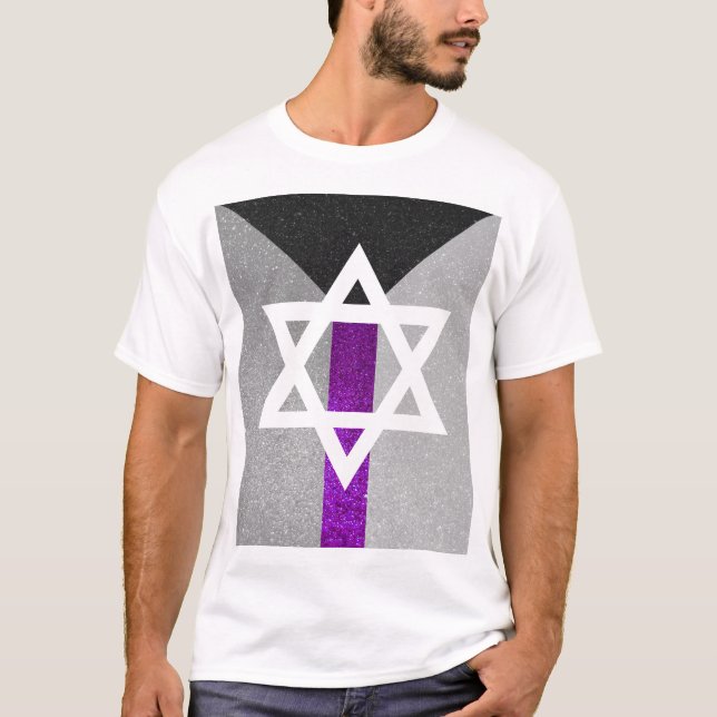 Gay Pride Glitzer Demisexual Jewish Star of David T-Shirt (Vorderseite)