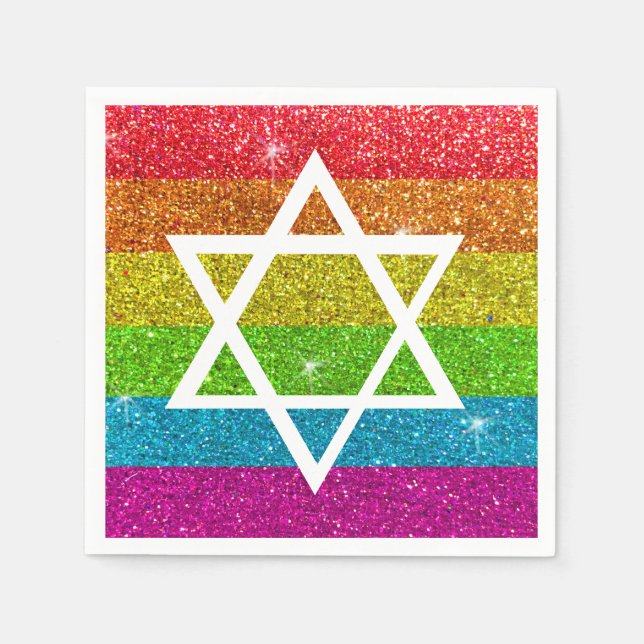 Gay Pride Glitzer LGBTQIA Jüdischer Star von David Serviette (Vorderseite)