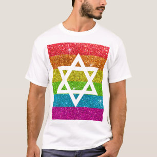 Gay Pride Glitzer LGBTQIA Jüdischer Star von David T-Shirt