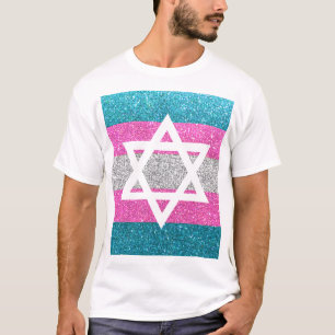 Gay Pride Glitzer Transexual Jewish Star of David T-Shirt
