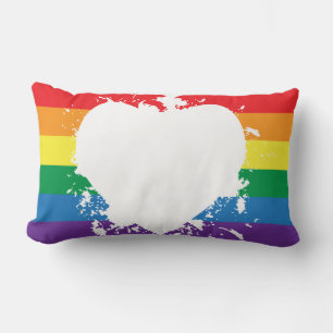 Gay-Pride-Heart-Banner mit umgekehrter Farbe Lendenkissen