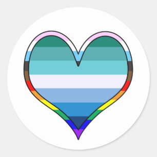 Gay Pride Heart Classic Round Aufkleber