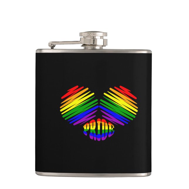 Gay Pride Heart Flachmann (Vorderseite)