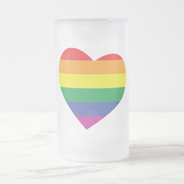 Gay Pride Heart Mattglas Bierglas (Mittel)