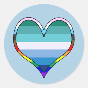 Gay Pride Heart Runder Aufkleber