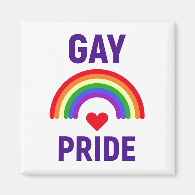 Gay Pride | Herz und Regenbogen Magnet (Vorne)