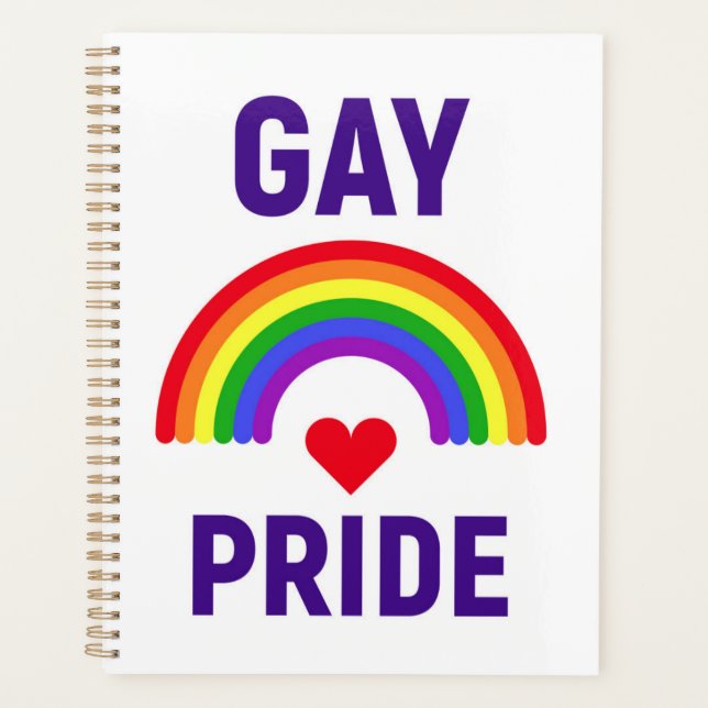 Gay Pride | Herz und Regenbogen Planer (Vorderseite)