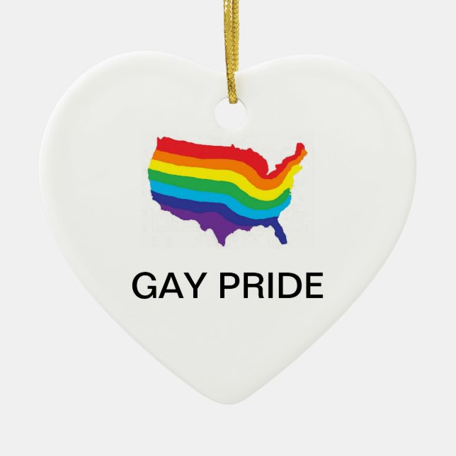 GAY PRIDE-HERZ-VERZIERUNG KERAMIK ORNAMENT (Vorne)