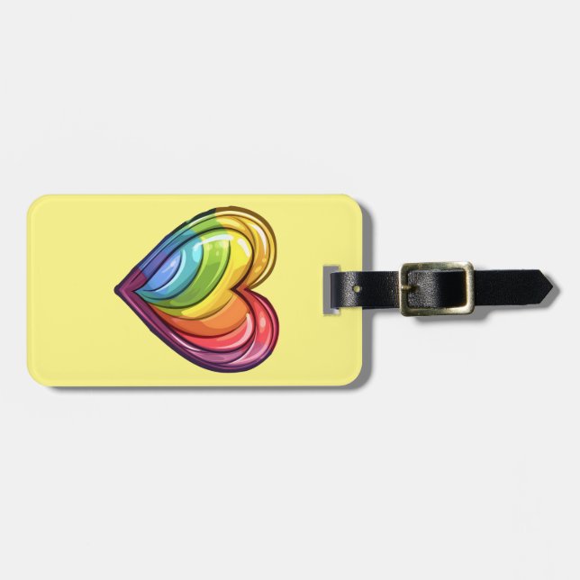 Gay Pride Herzdesign Gepäckanhänger (Vorderseite horizontal)