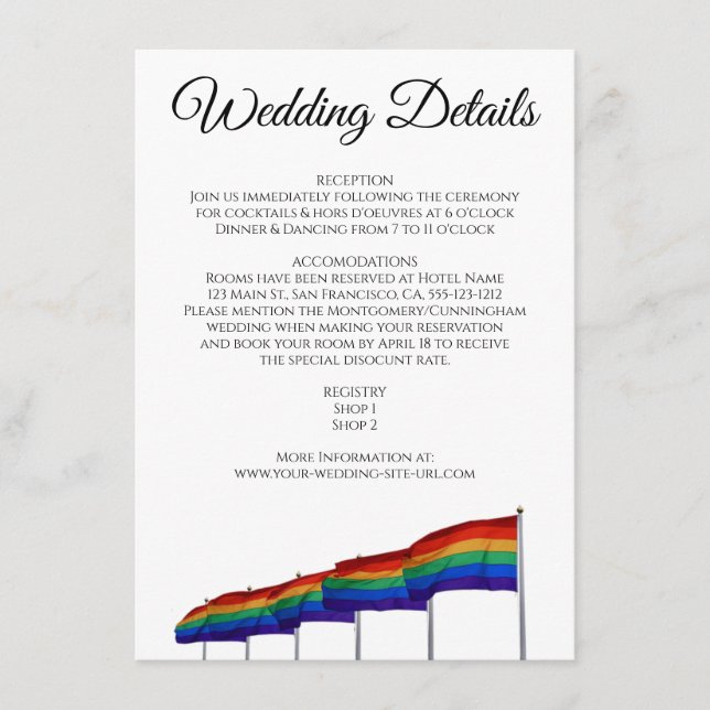 Gay Pride-Hochzeitskarte Begleitkarte (Vorderseite)