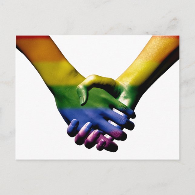 Gay Pride Holding Hands Postkarte (Vorderseite)