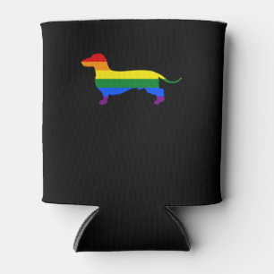 Gay Pride-HundeDackel-Regenbogen-Flagge Dosenkühler